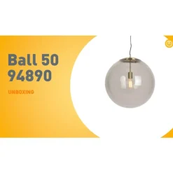 QAZQA Schlafzimmerlampen|Küchenlampen*Moderne Hängelampe Messing mit Rauchglas 50 cm - Ball