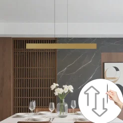 QAZQA Led-Pendelleuchten|Pendelleuchten*Moderne Hängelampe Messing inkl. LED 3-Stufen-Dimmbar Easylift - Straight