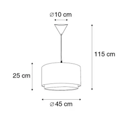 QAZQA Pendelleuchten|Wohnzimmerlampen*Moderne Hängelampe mit Schirm schwarz/weiß 45/25 - Duo