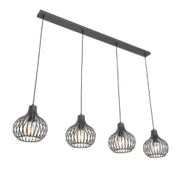 QAZQA Schlafzimmerlampen|Küchenlampen*Moderne Hängelampe schwarz 4-Licht - Sapphira