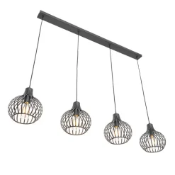 QAZQA Schlafzimmerlampen|Küchenlampen*Moderne Hängelampe schwarz 4-Licht - Sapphira