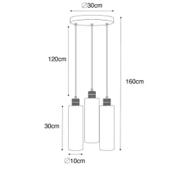 QAZQA Schlafzimmerlampen|Küchenlampen*Moderne Hängelampe schwarz mit Rauchglas 3-flammig - Stavelot