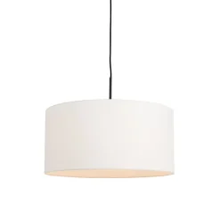 QAZQA Pendelleuchten|Wohnzimmerlampen*Moderne Hängelampe schwarz mit weißem Schirm 50 cm - Combi 1