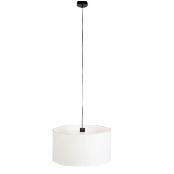 QAZQA Pendelleuchten|Wohnzimmerlampen*Moderne Hängelampe schwarz mit weißem Schirm 50 cm - Combi 1