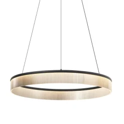 QAZQA Küchenlampen|Led-Pendelleuchten*Moderne Hängelampe Schwarz 78cm inkl. LED 3-Stufen-Dimmbar - Anello Chandelier