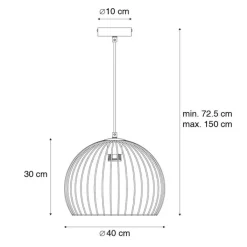 Honsel Pendelleuchten|Wohnzimmerlampen*Moderne Hängelampe schwarz 40 cm - Koopa