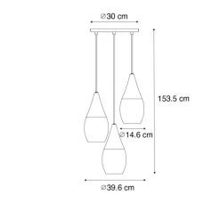 QAZQA Pendelleuchten|Wohnzimmerlampen*Moderne Hängelampe schwarz mit Opalglas 3-flammig – Drop
