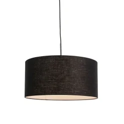 QAZQA Pendelleuchten|Wohnzimmerlampen*Moderne Hängelampe schwarz mit schwarzem Schirm 50 cm - Combi 1
