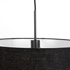 QAZQA Pendelleuchten|Wohnzimmerlampen*Moderne Hängelampe schwarz mit schwarzem Schirm 50 cm - Combi 1