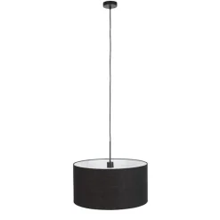QAZQA Pendelleuchten|Wohnzimmerlampen*Moderne Hängelampe schwarz mit schwarzem Schirm 50 cm - Combi 1