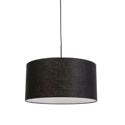 QAZQA Pendelleuchten|Wohnzimmerlampen*Moderne Hängelampe schwarz mit schwarzem Schirm 50 cm - Combi 1