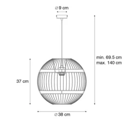 Honsel Pendelleuchten|Wohnzimmerlampen*Moderne Hängelampe schwarz 38 cm - Sphaera