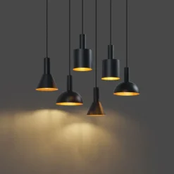 QAZQA Pendelleuchten|Wohnzimmerlampen*Moderne Hängelampe Schwarz 6-flammig - Biles