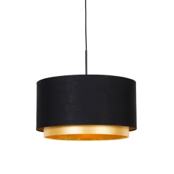 QAZQA Pendelleuchten|Wohnzimmerlampen*Moderne Hängelampe schwarz mit goldenem 47 cm Duo-Schirm - Combi