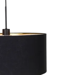 QAZQA Pendelleuchten|Wohnzimmerlampen*Moderne Hängelampe schwarz mit goldenem 47 cm Duo-Schirm - Combi