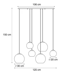 QAZQA Pendelleuchten|Wohnzimmerlampen*Moderne Hängelampe schwarz mit weißem Glas rechteckig 6-flammig - Misty