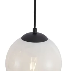 QAZQA Pendelleuchten|Wohnzimmerlampen*Moderne Hängelampe schwarz mit weißem Glas rechteckig 6-flammig - Misty