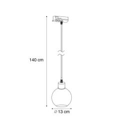 QAZQA Deckenstrahler|Aufbaustrahler*Moderne Hängelampe schwarz mit Rauchglas für 1-Phasen-Schienensystem - Iconic Lava