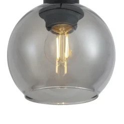 QAZQA Deckenstrahler|Aufbaustrahler*Moderne Hängelampe schwarz mit Rauchglas für 1-Phasen-Schienensystem - Iconic Lava