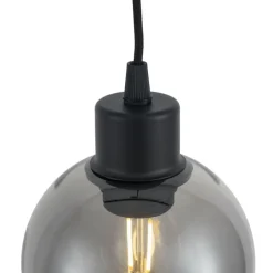 QAZQA Deckenstrahler|Aufbaustrahler*Moderne Hängelampe schwarz mit Rauchglas für 1-Phasen-Schienensystem - Iconic Lava