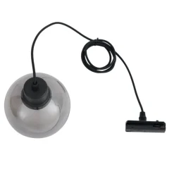 QAZQA Deckenstrahler|Aufbaustrahler*Moderne Hängelampe schwarz mit Rauchglas für 1-Phasen-Schienensystem - Iconic Lava