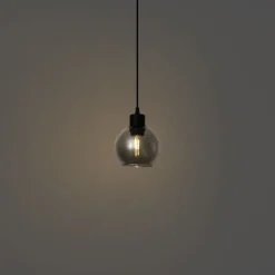 QAZQA Deckenstrahler|Aufbaustrahler*Moderne Hängelampe schwarz mit Rauchglas für 1-Phasen-Schienensystem - Iconic Lava