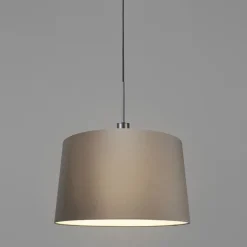 QAZQA Pendelleuchten|Wohnzimmerlampen*Moderne Hängelampe schwarz mit Schirm 45 cm taupe - Combi 1