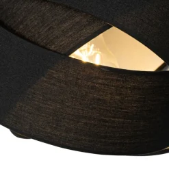 QAZQA Pendelleuchten|Wohnzimmerlampen*Moderne Hängelampe schwarz 3-flammig – Stoff