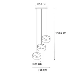QAZQA Pendelleuchten|Wohnzimmerlampen*Moderne Hängelampe schwarz 3-flammig – Stoff