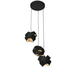 QAZQA Pendelleuchten|Wohnzimmerlampen*Moderne Hängelampe schwarz 3-flammig – Stoff