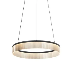 QAZQA Led-Pendelleuchten|Pendelleuchten*Moderne Hängelampe schwarz 59cm inkl. LED 3-Stufen-Dimmbar - Anello Chandelier