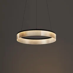 QAZQA Led-Pendelleuchten|Pendelleuchten*Moderne Hängelampe schwarz 59cm inkl. LED 3-Stufen-Dimmbar - Anello Chandelier