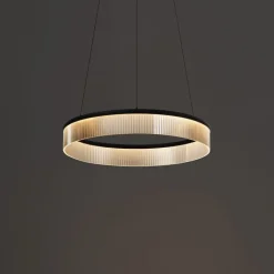 QAZQA Led-Pendelleuchten|Pendelleuchten*Moderne Hängelampe schwarz 59cm inkl. LED 3-Stufen-Dimmbar - Anello Chandelier