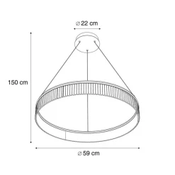 QAZQA Led-Pendelleuchten|Pendelleuchten*Moderne Hängelampe schwarz 59cm inkl. LED 3-Stufen-Dimmbar - Anello Chandelier