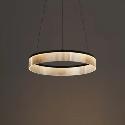 QAZQA Led-Pendelleuchten|Pendelleuchten*Moderne Hängelampe schwarz 59cm inkl. LED 3-Stufen-Dimmbar - Anello Chandelier