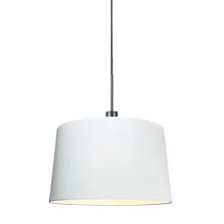 QAZQA Pendelleuchten|Wohnzimmerlampen*Moderne Hängelampe schwarz mit Schirm 45 cm weiß - Combi 1