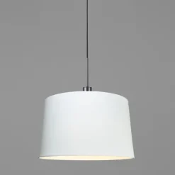 QAZQA Pendelleuchten|Wohnzimmerlampen*Moderne Hängelampe schwarz mit Schirm 45 cm weiß - Combi 1