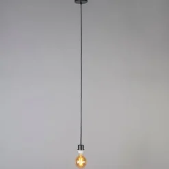 QAZQA Pendelleuchten|Wohnzimmerlampen*Moderne Hängelampe schwarz mit Schirm 45 cm weiß - Combi 1