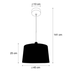 QAZQA Pendelleuchten|Wohnzimmerlampen*Moderne Hängelampe schwarz mit Schirm 45 cm weiß - Combi 1