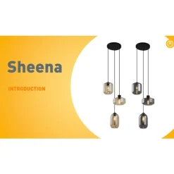 QAZQA Schlafzimmerlampen|Küchenlampen*Moderne Hängelampe schwarz mit bernsteinfarbenem Glas 3-flammig - Sheena