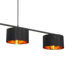 QAZQA Pendelleuchten|Wohnzimmerlampen*Moderne Hängelampe schwarz mit gold 125 cm 3-flammig - VT 3