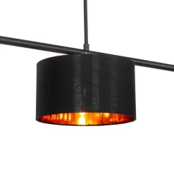 QAZQA Pendelleuchten|Wohnzimmerlampen*Moderne Hängelampe schwarz mit gold 125 cm 3-flammig - VT 3