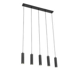 QAZQA Schlafzimmerlampen|Küchenlampen*Moderne Hängelampe schwarz 5-flammig - Jeana