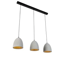 Paul Neuhaus Schlafzimmerlampen|Küchenlampen*Moderne Hängelampe Schwarz mit grauem Beton 3-flammig - Eton