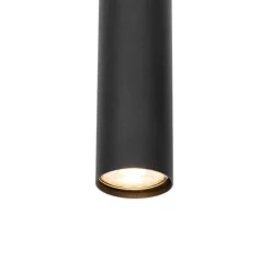 QAZQA Pendelleuchten|Wohnzimmerlampen*Moderne Hängelampe schwarz mit Holz 5-flammig - Jeana