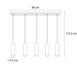 QAZQA Pendelleuchten|Wohnzimmerlampen*Moderne Hängelampe schwarz mit Holz 5-flammig - Jeana