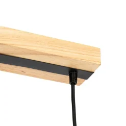 QAZQA Pendelleuchten|Wohnzimmerlampen*Moderne Hängelampe schwarz mit Holz 5-flammig - Jeana