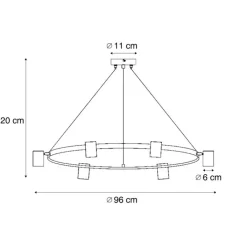 QAZQA Pendelleuchten|Wohnzimmerlampen*Moderne Hängelampe schwarz 6-flammig - Jeana Circle