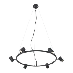 QAZQA Pendelleuchten|Wohnzimmerlampen*Moderne Hängelampe schwarz 6-flammig - Jeana Circle