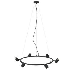 QAZQA Pendelleuchten|Wohnzimmerlampen*Moderne Hängelampe schwarz 6-flammig - Jeana Circle